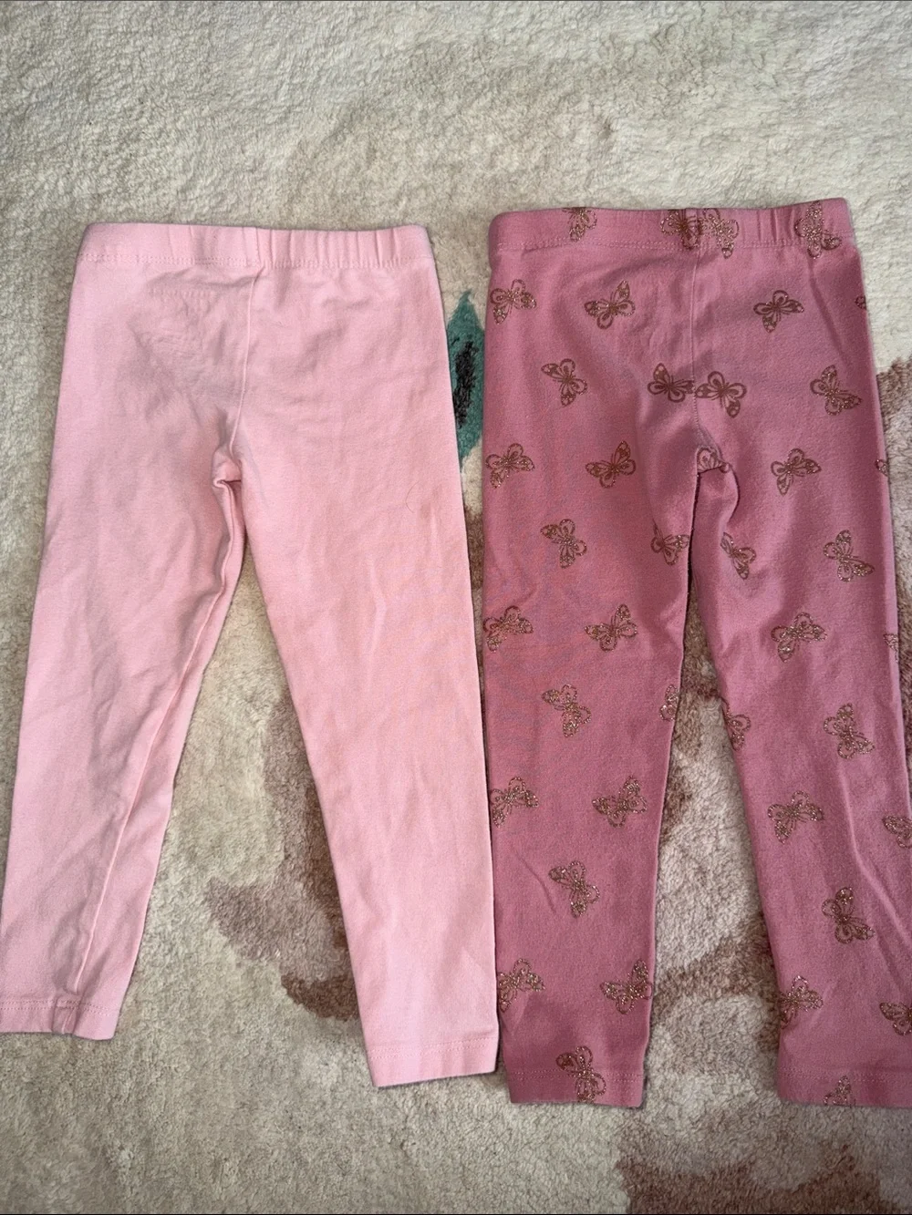 The Children's Place Pink 2-Pack Girls' Leggings with Glitter Butterflies